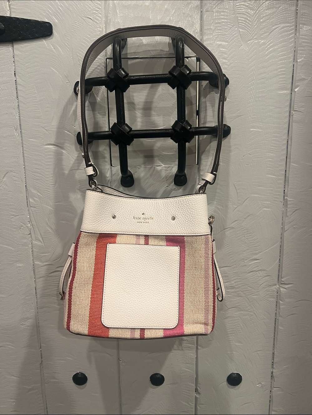 Kate Spade Leather-Trim Striped Bucket Bag NWT - Picture 7 of 7